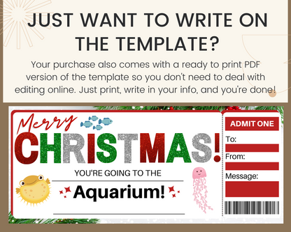 Christmas Aquarium Gift Ticket Template
