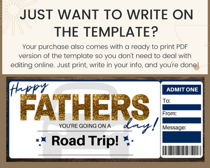 Father's Day Road Trip Ticket Template