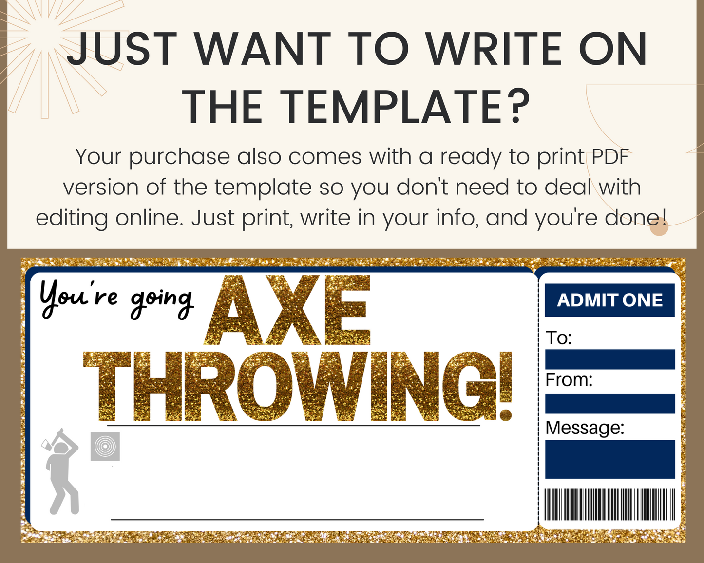 Axe Throwing Gift Ticket Template