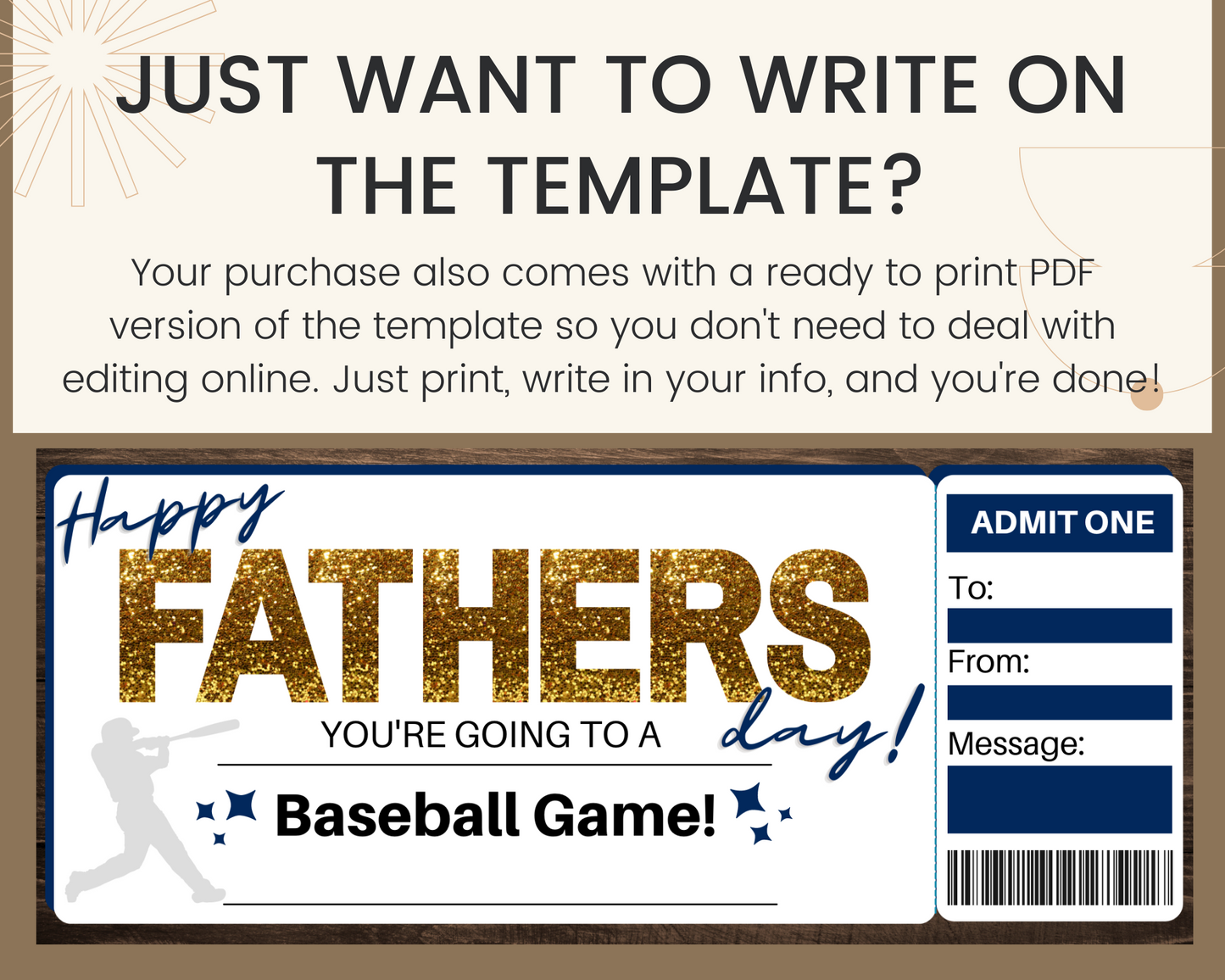 Father's Day Baseball Game Gift Ticket
