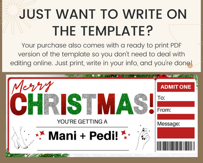 Christmas Mani Pedi Gift Card Template