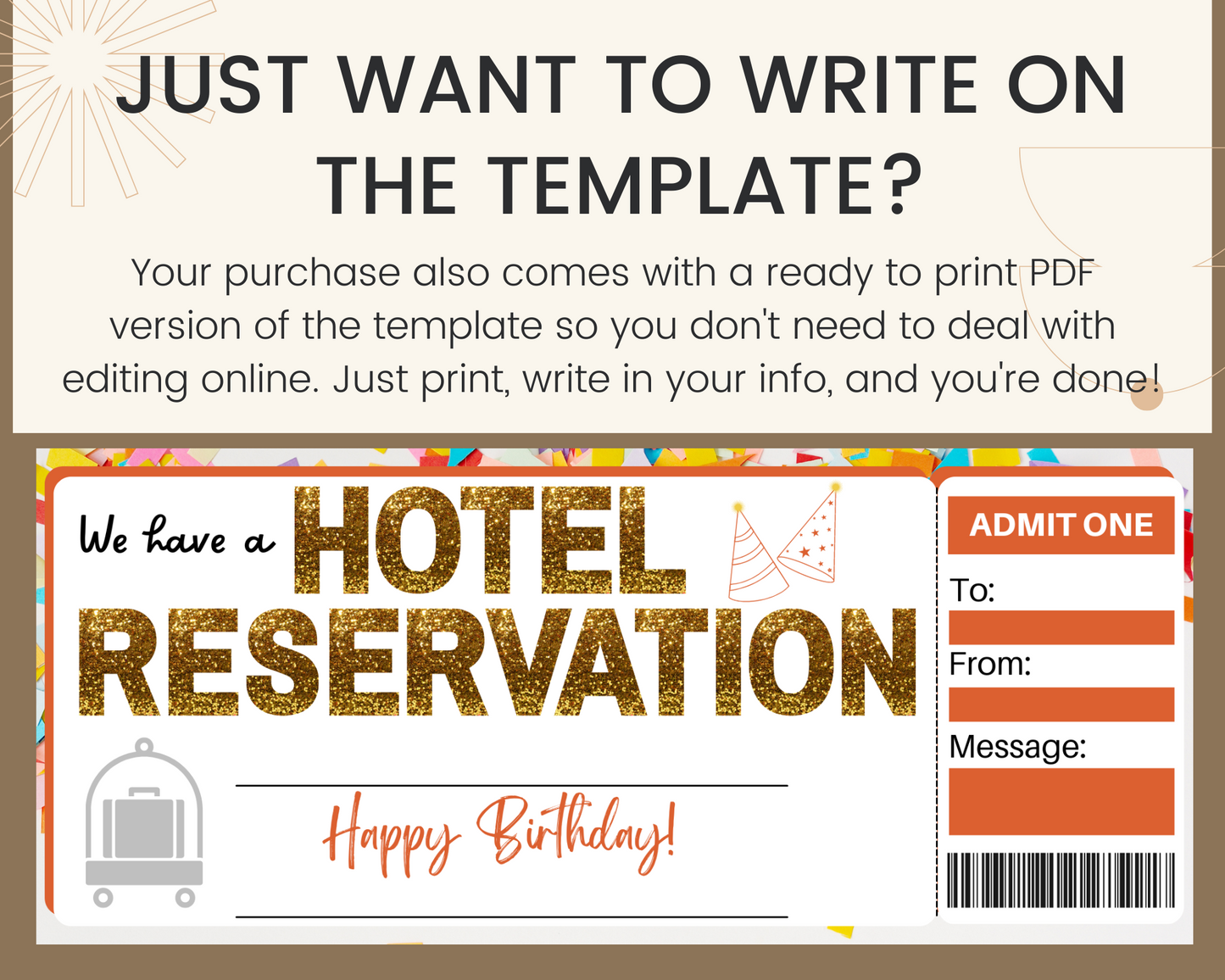 Birthday Hotel Reservation Gift Certificate Template