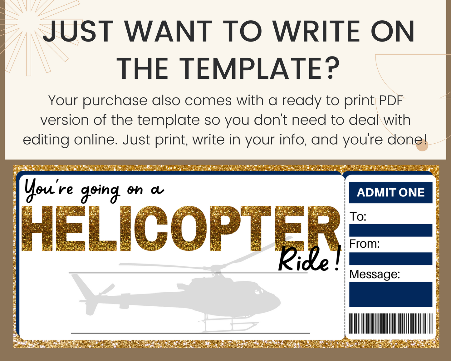 Helicopter Ride Gift Ticket Template