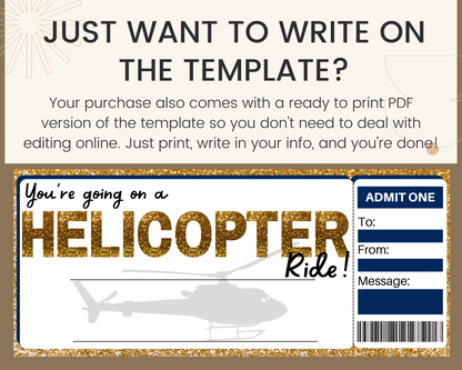 Helicopter Ride Flyer Helicopter Ride Gift Ticket Template – Printed Smile Shop