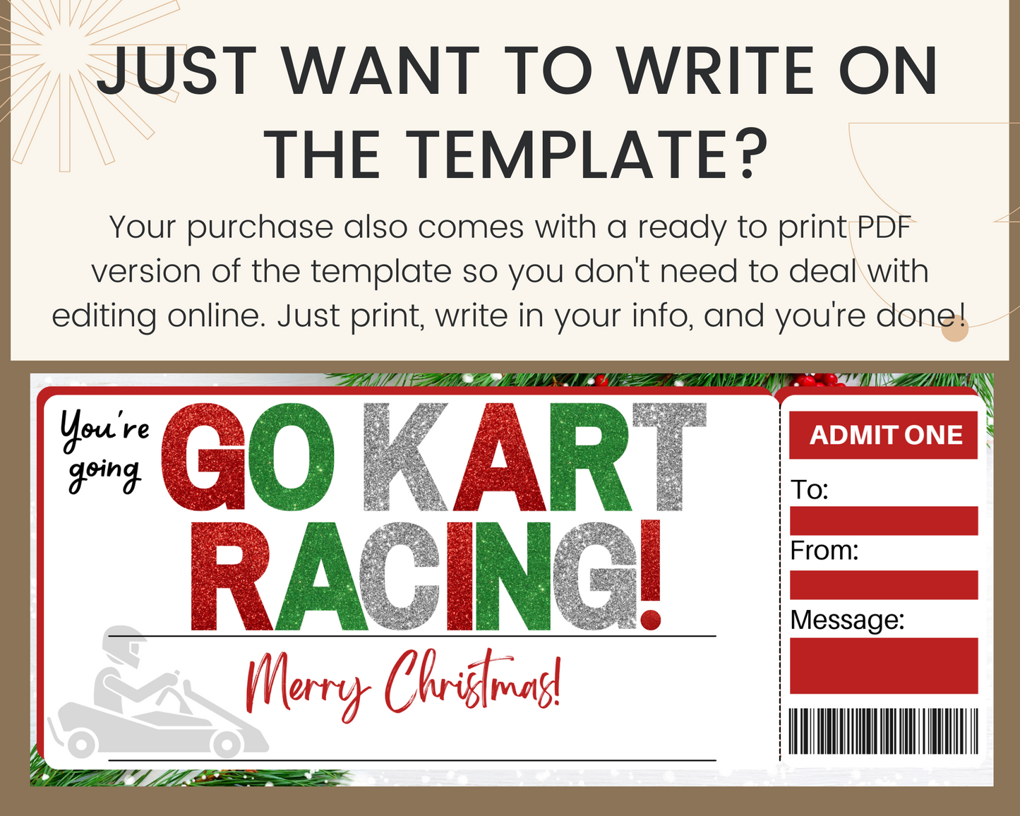 Christmas Go Karting Gift Ticket Template