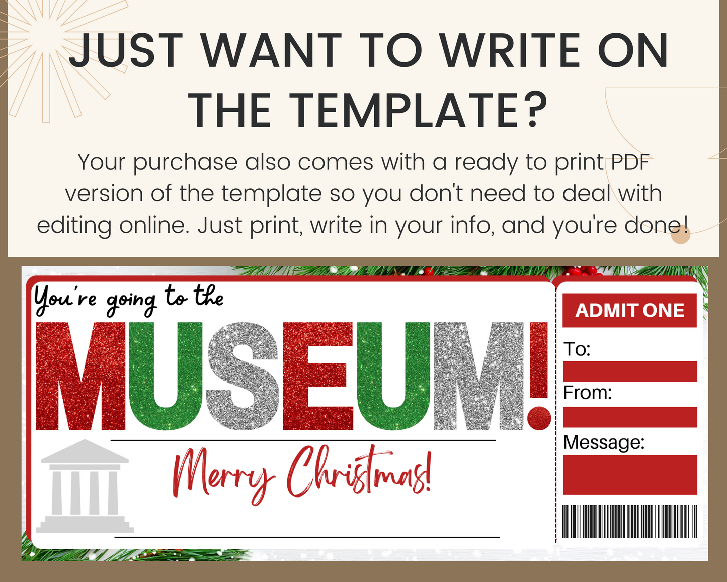 Christmas Museum Gift Ticket Template