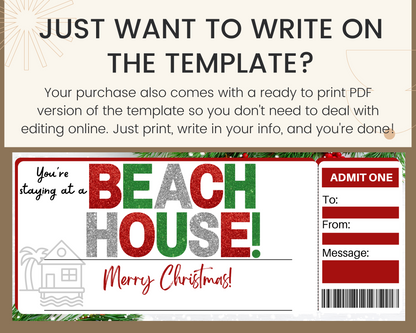 Christmas Beach House Gift Ticket