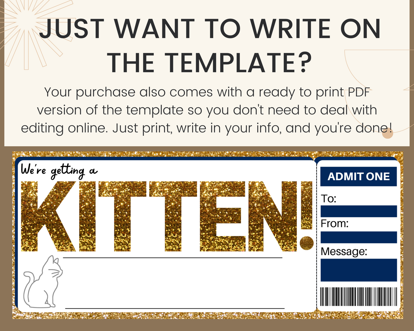 New Kitten Gift Certificate Template