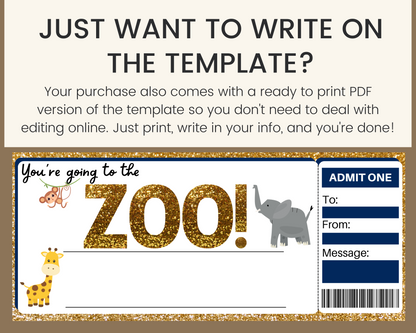 Zoo Gift Ticket Template