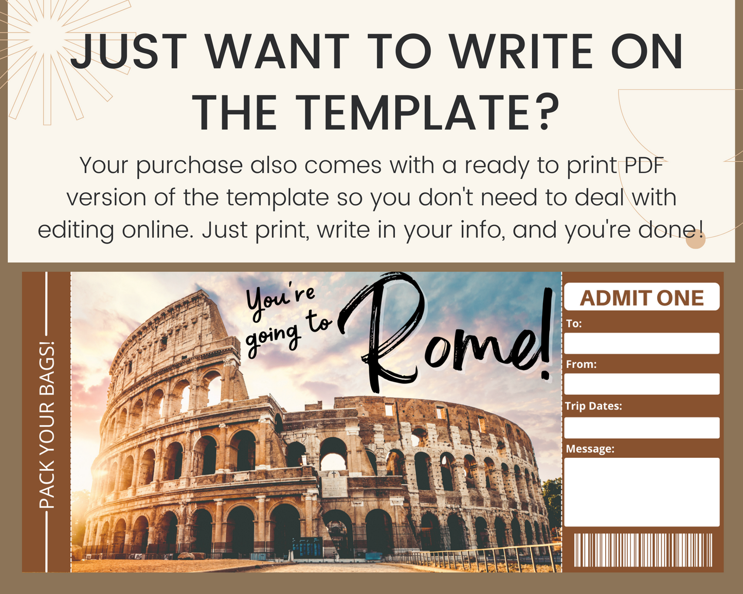 Rome Boarding Pass Template