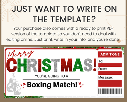 Christmas Boxing Match Gift Ticket