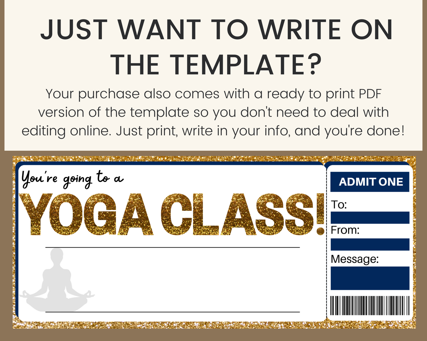 Yoga Class Gift Ticket