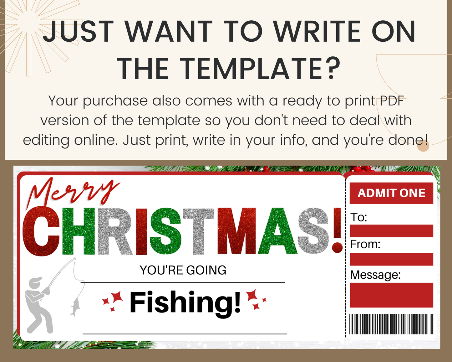 Christmas Fishing Gift Ticket