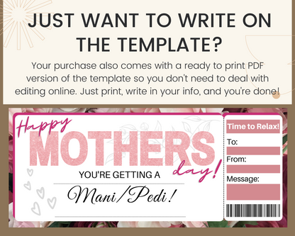 Mother's Day Mani Pedi Gift Ticket