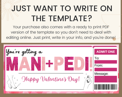 Valentine's Day Mani Pedi Gift Certificate Template