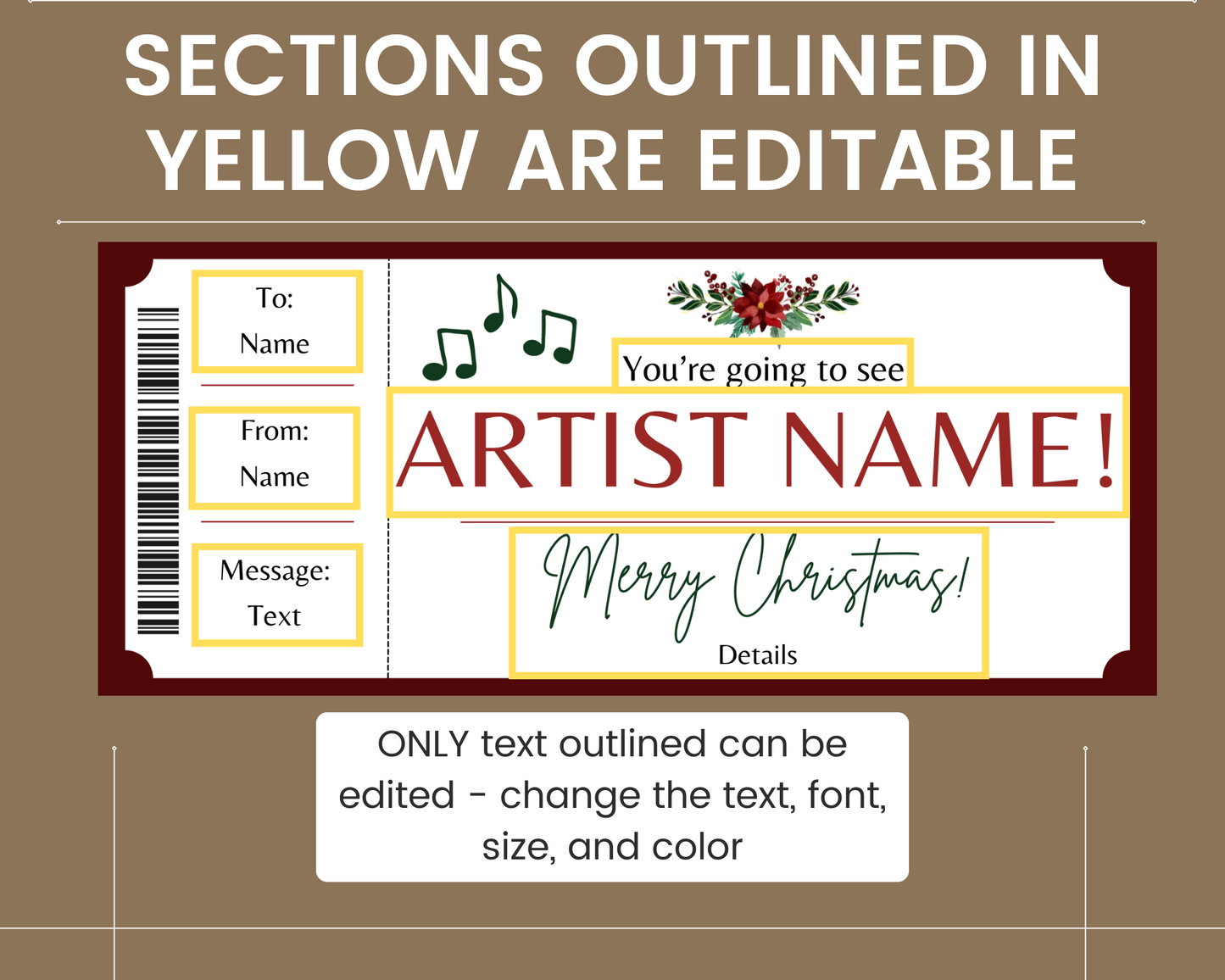 Christmas Concert Ticket Gift Template