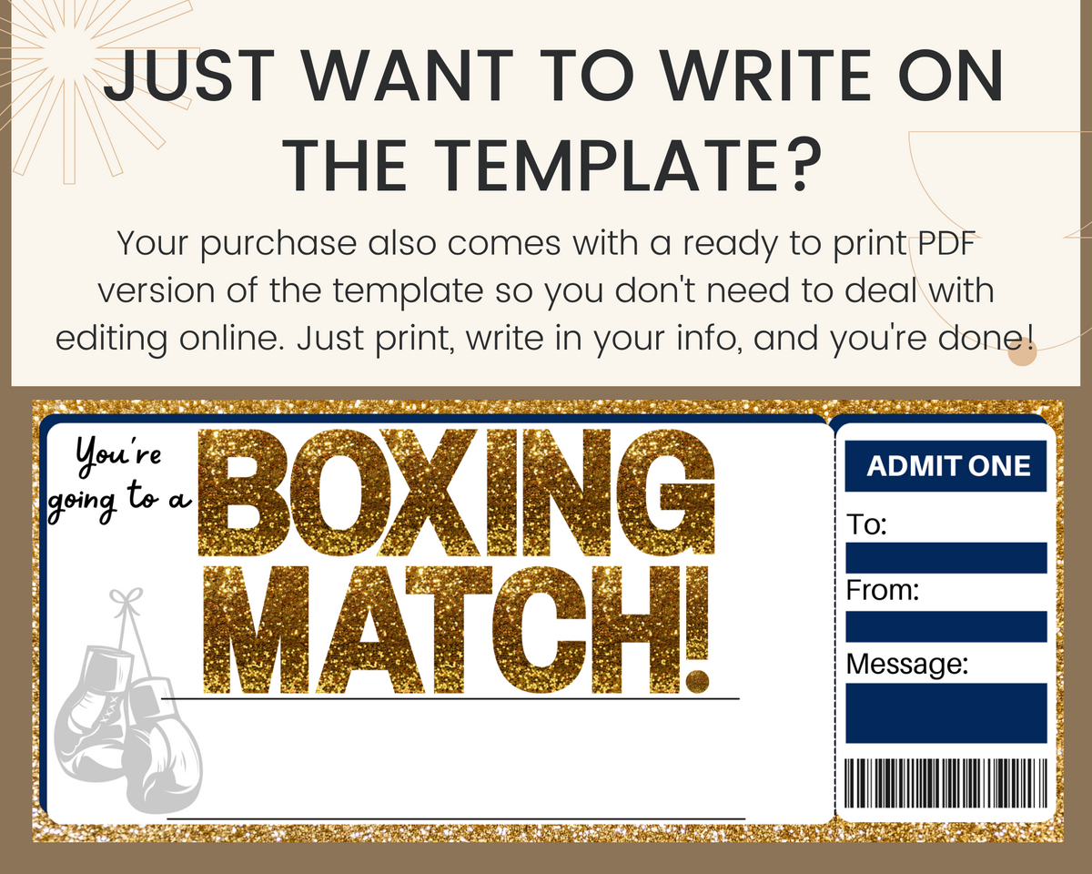 Sample Fight Ticket Boxing Match Gift Ticket Template – Printed Smile Shop