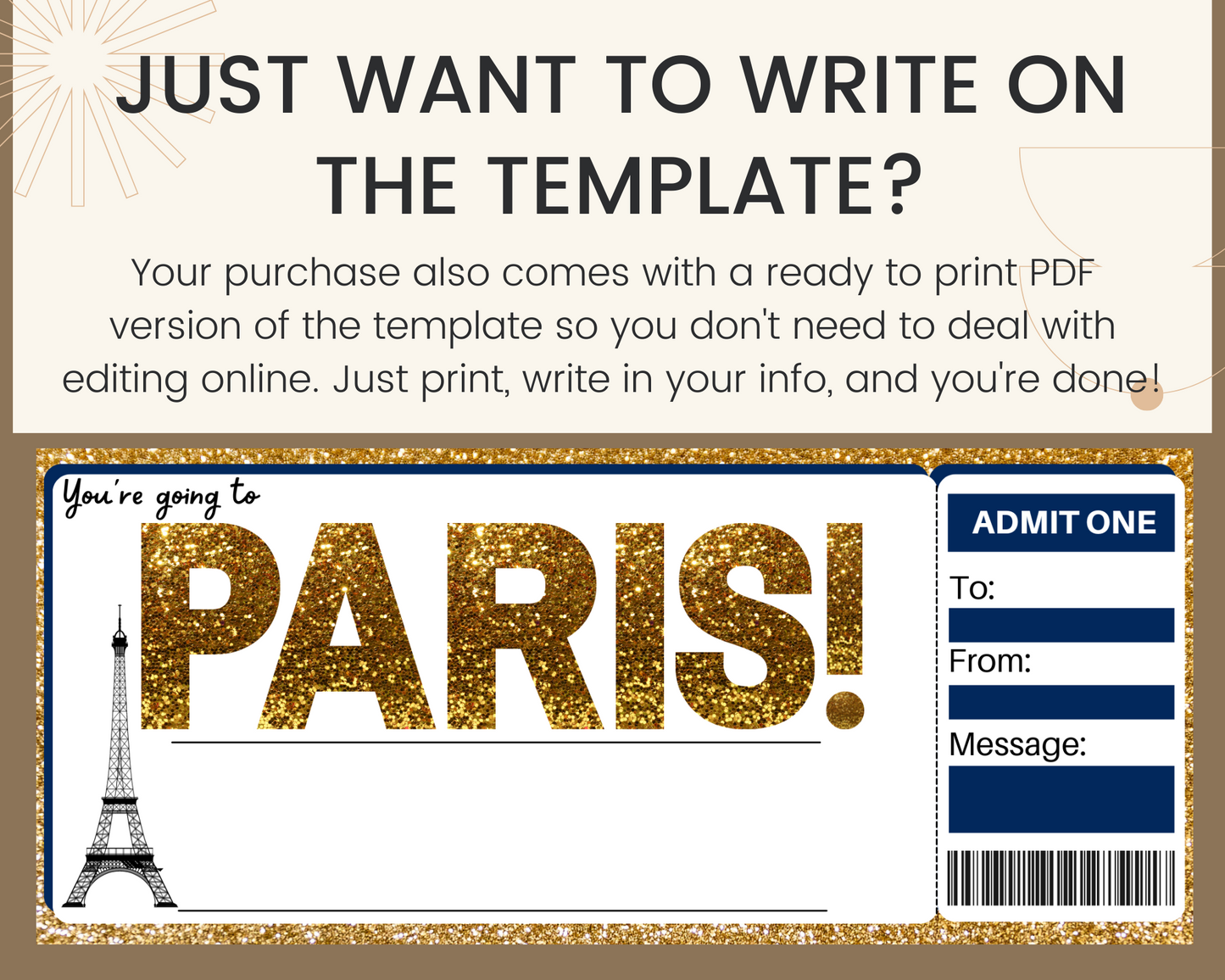 Paris Gift Certificate: Boarding Pass Template