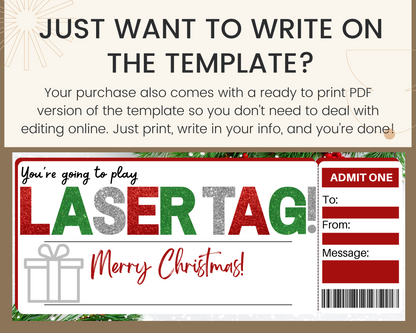 Christmas Laser Tag Gift Ticket