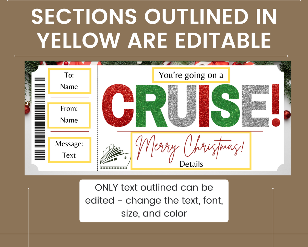 Christmas Cruise Gift Certificate Template – Printed Smile Shop