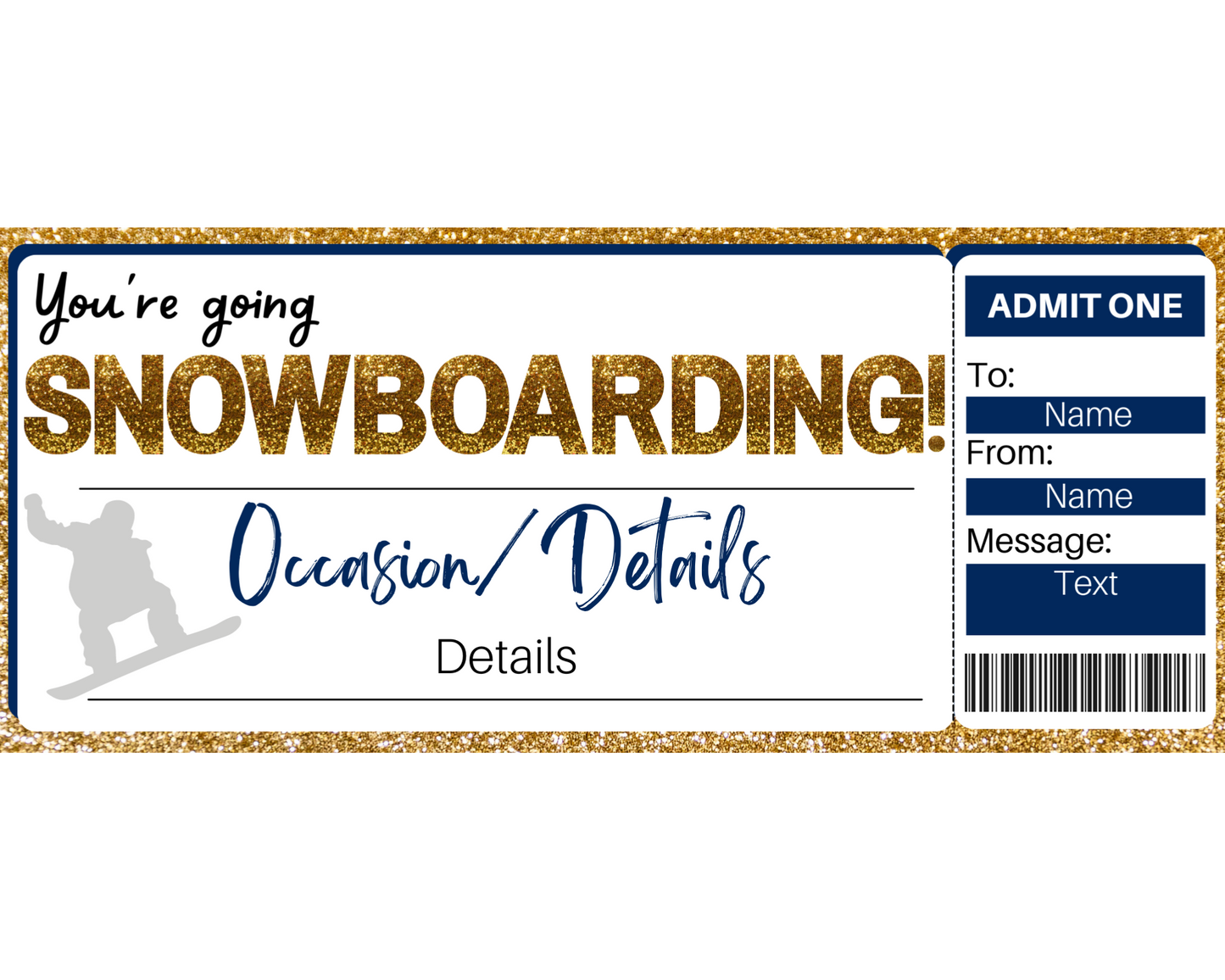 Snowboarding Gift Ticket Template