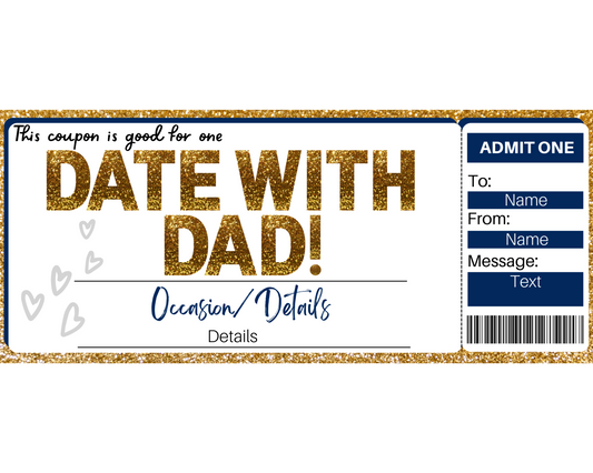 Date with Dad Gift Ticket Template