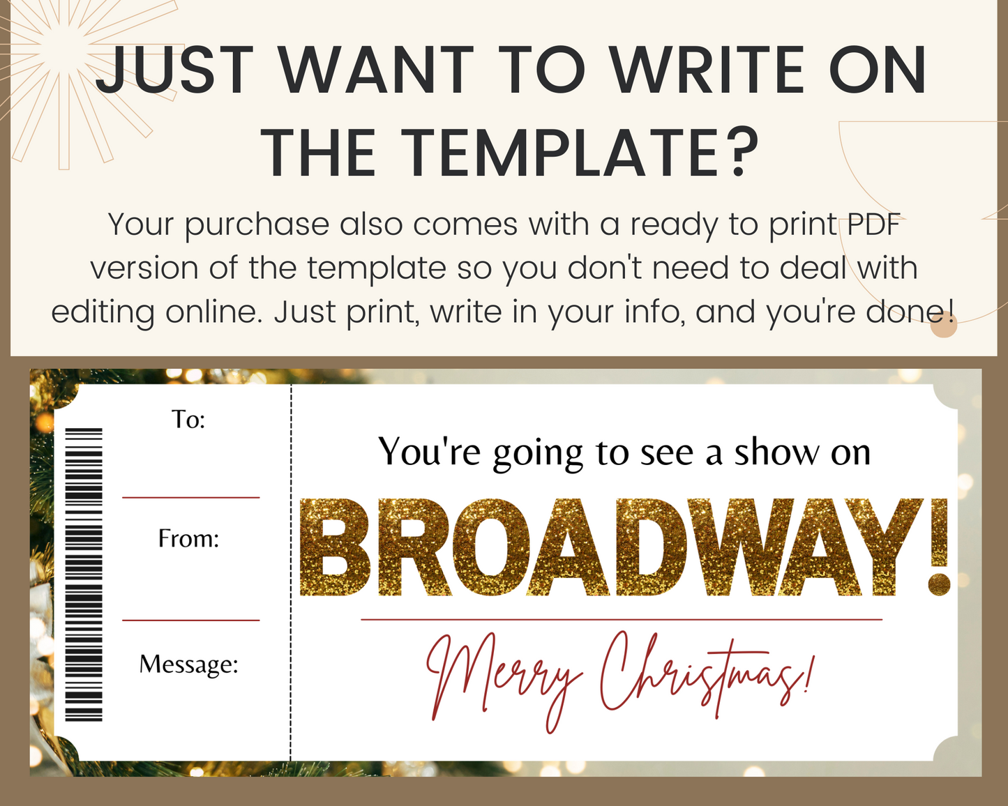 Merry Christmas Broadway Show Gift Certificate Template