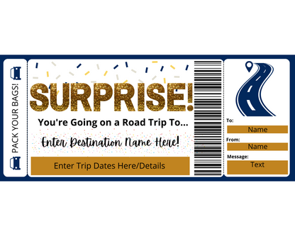 Surprise Road Trip Boarding Pass Template