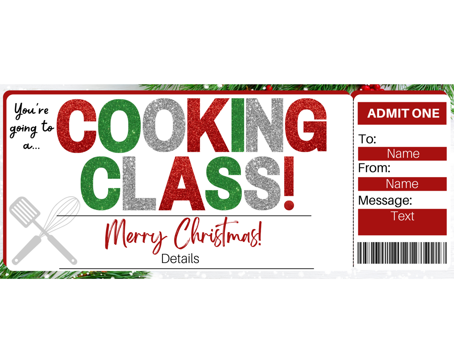 Christmas Cooking Class Gift Ticket
