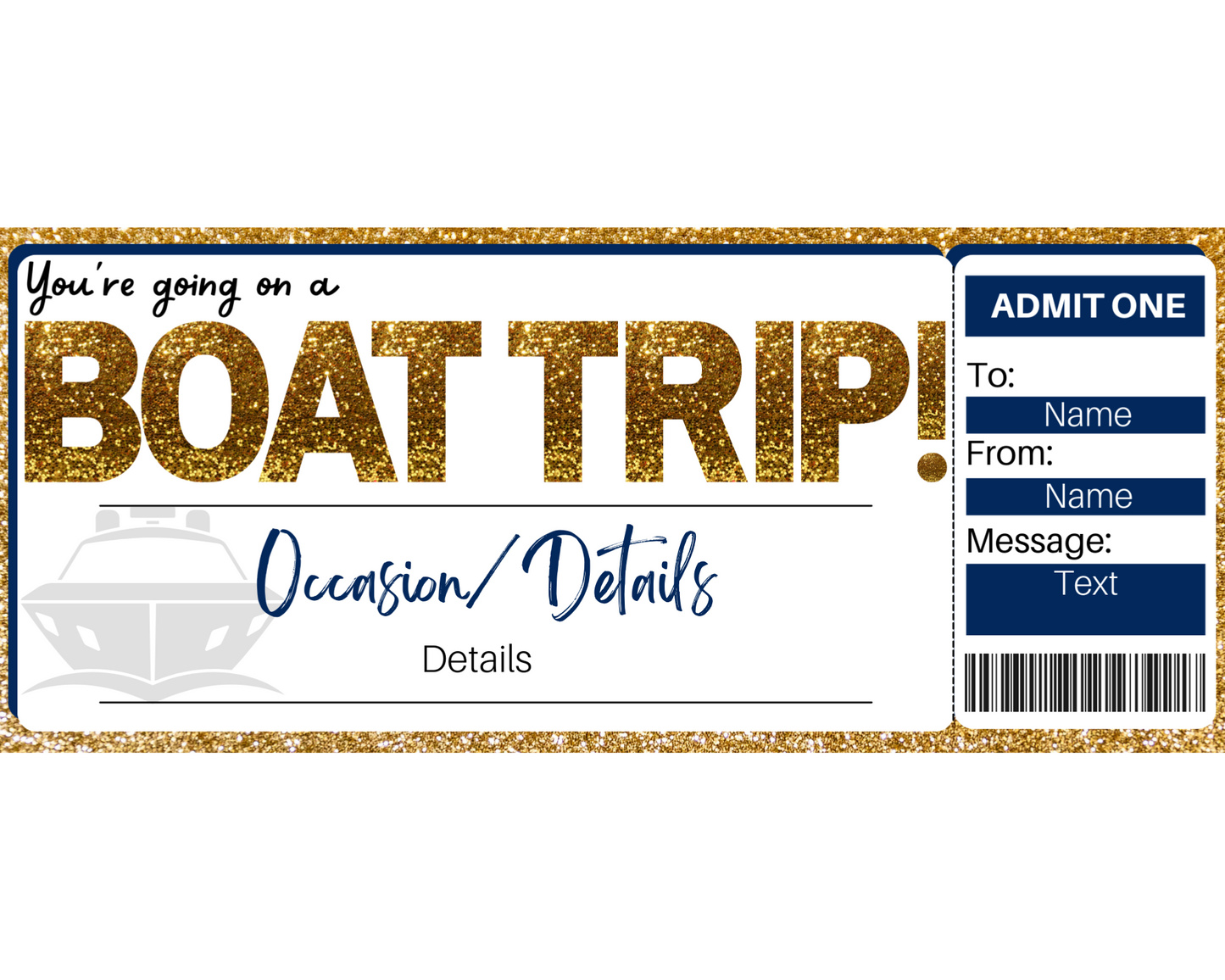 Boat Trip Gift Ticket Template