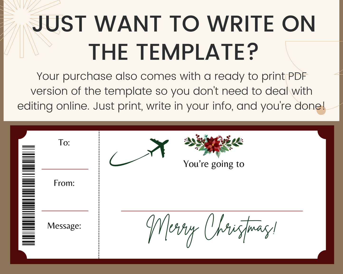 Christmas Boarding Pass Printable Template