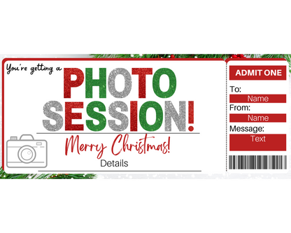 Christmas Photography Session Gift Ticket