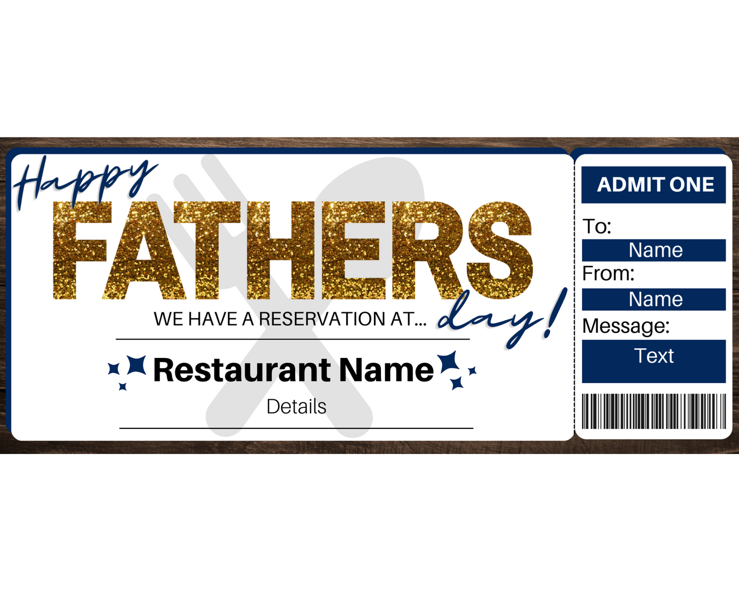 Father's Day Table Reservation Gift Ticket