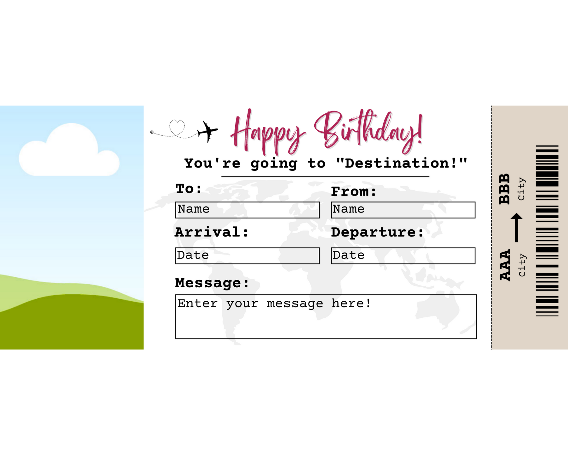 Birthday Boarding Pass Template: Surprise Flight Gift – Printed Smile Shop birthday-boarding-pass-template-surprise-flight-gift-printed-smile-shop