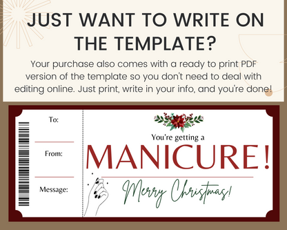Christmas Manicure Gift Card Template
