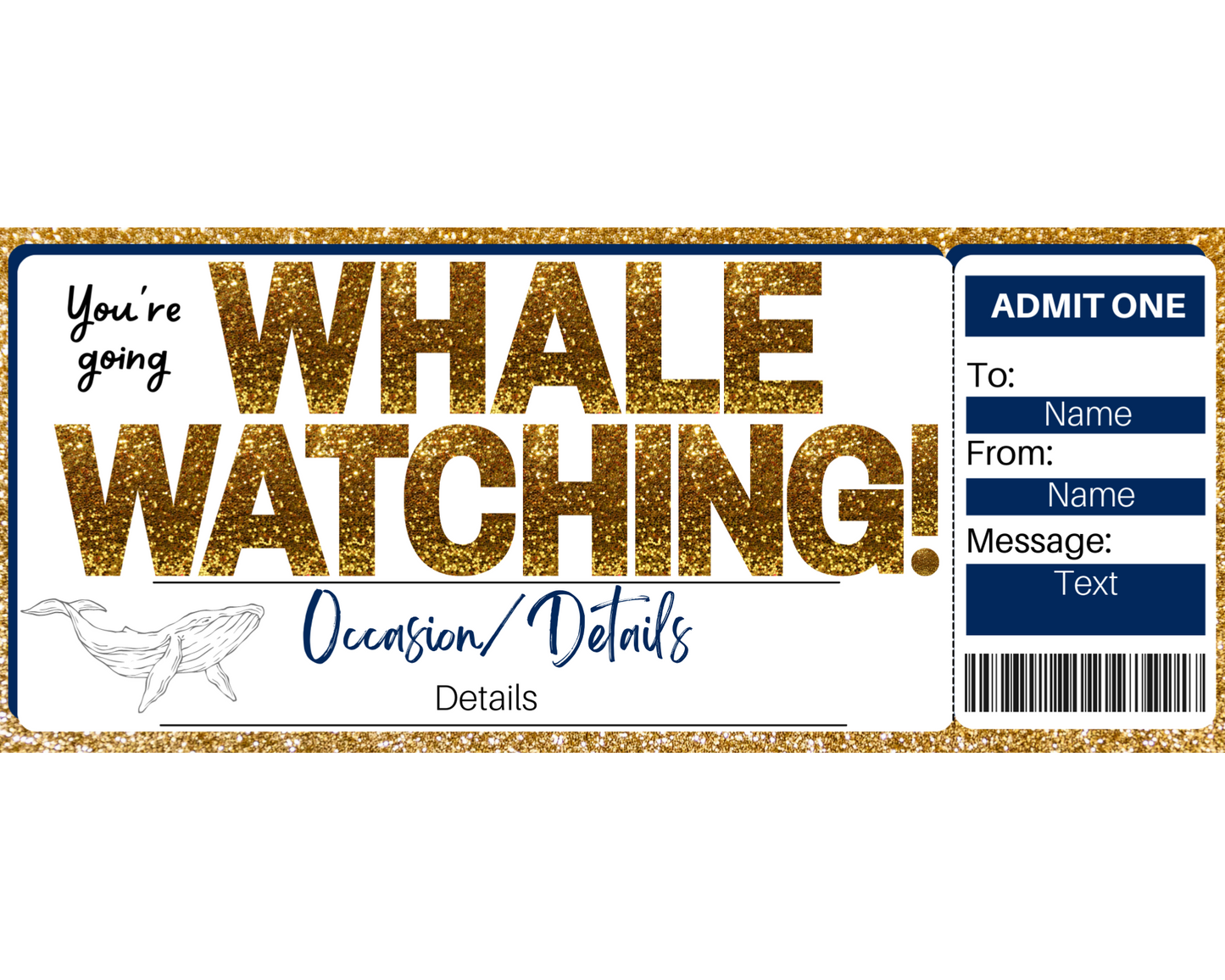 Whale Watching Gift Ticket Template