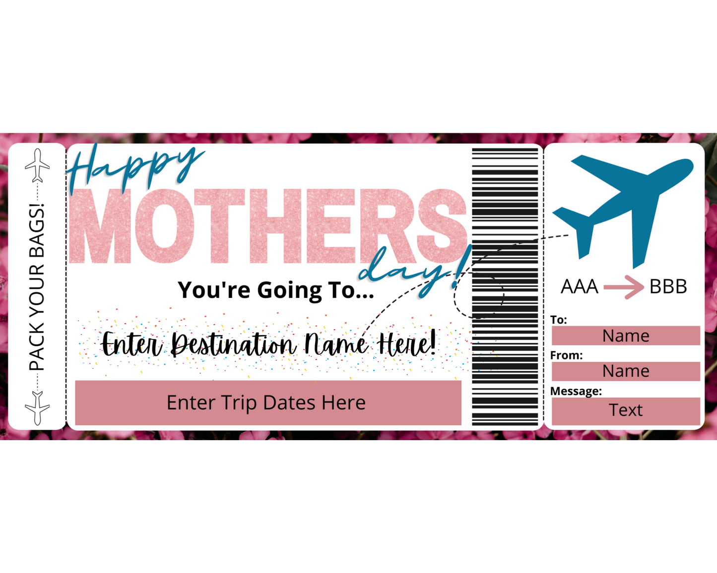 Mother's Day Boarding Pass Template