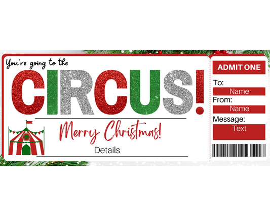 Christmas Circus Gift Ticket Template
