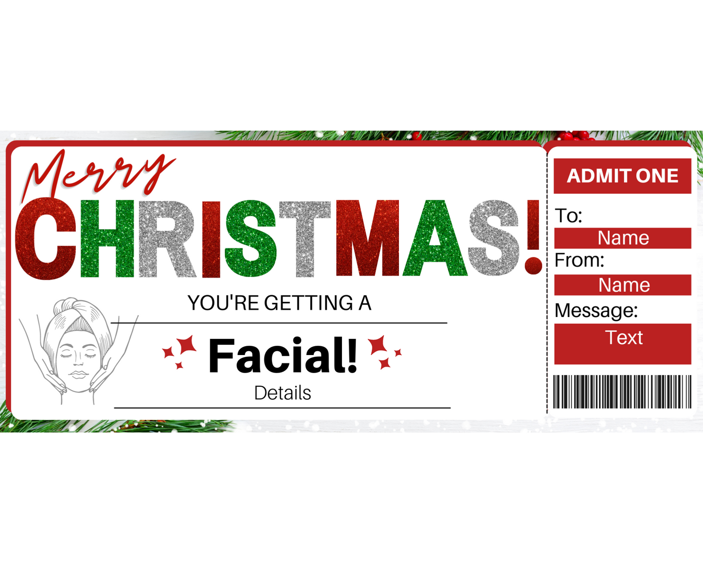 Christmas Facial Gift Certificate Template