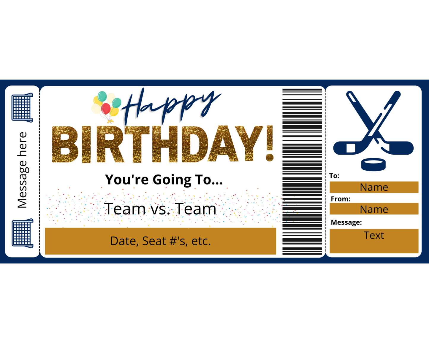 Birthday Hockey Game Ticket Template