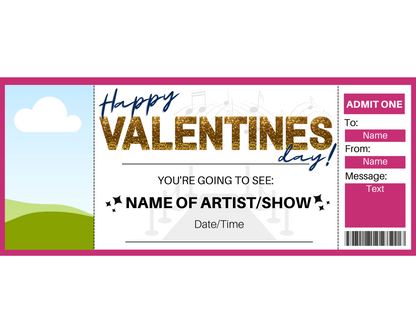 Valentine's Day Concert Ticket Template: Add your own image!