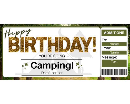 Birthday Camping Gift Ticket Template