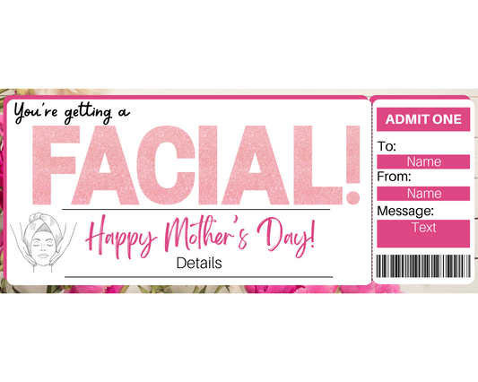 Mother's Day Facial Gift Ticket Template
