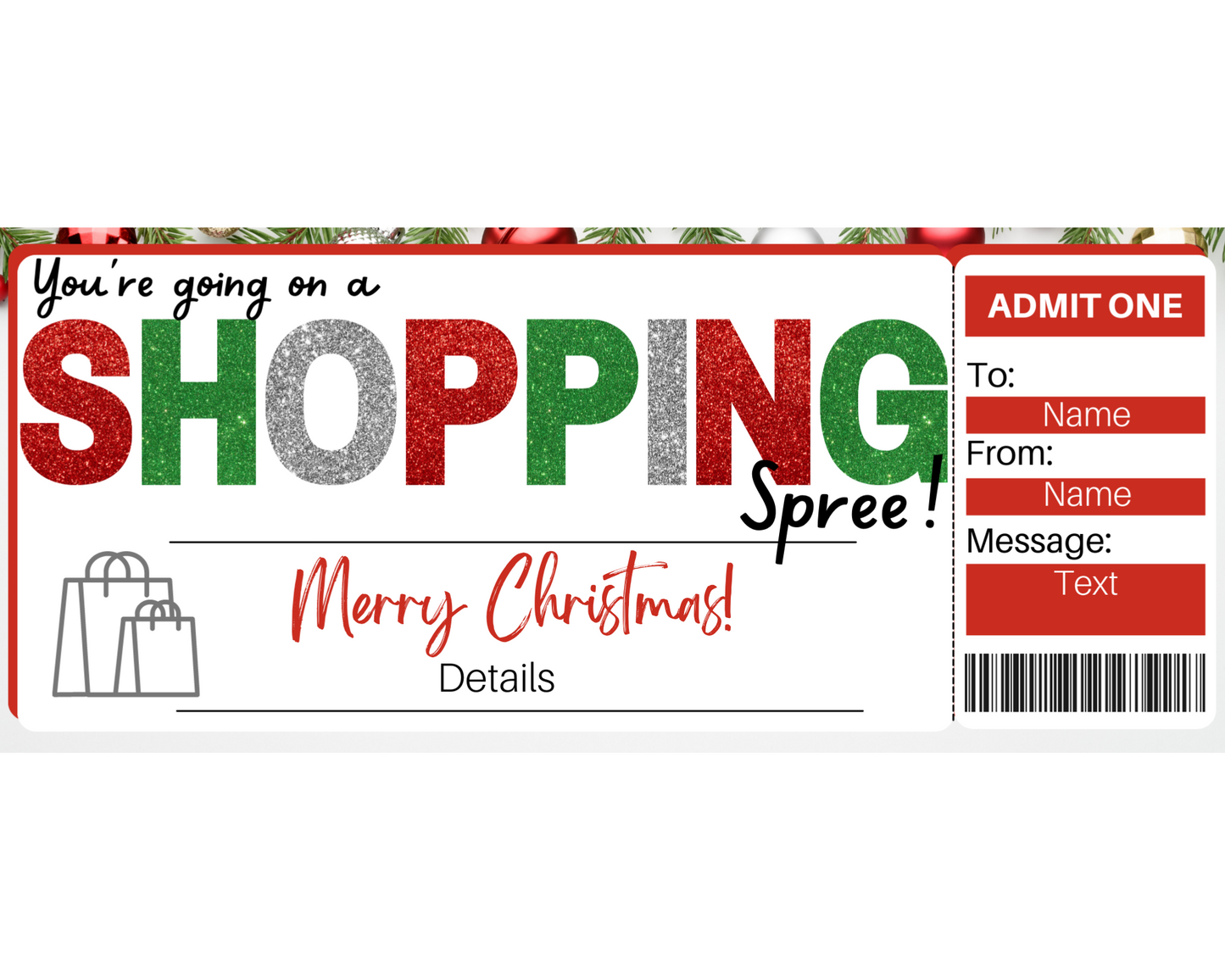Christmas Shopping Spree Gift Ticket