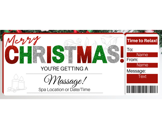 Christmas Massage Gift Ticket Template