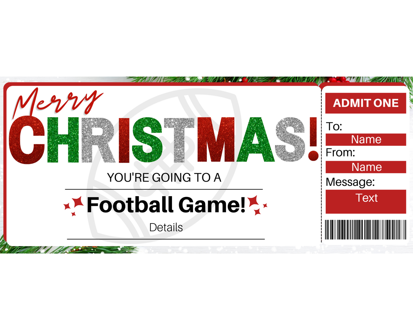 Christmas Football Game Ticket Template
