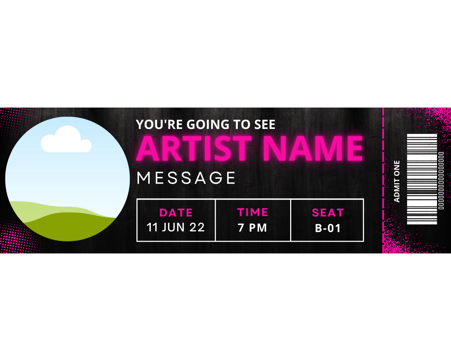 Printable Concert Ticket Template Gift