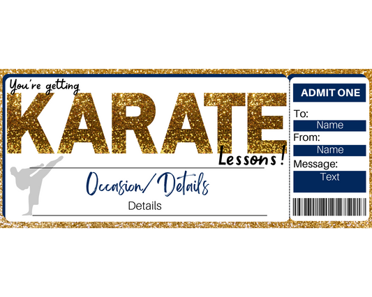 Karate Lessons Gift Ticket Template