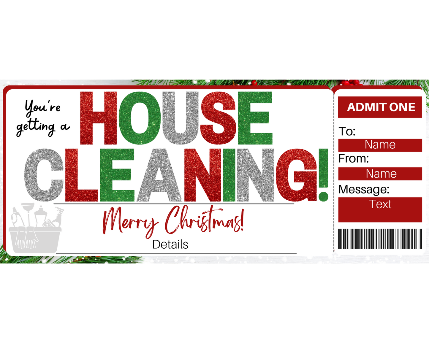 Christmas House Cleaning Gift Certificate Template