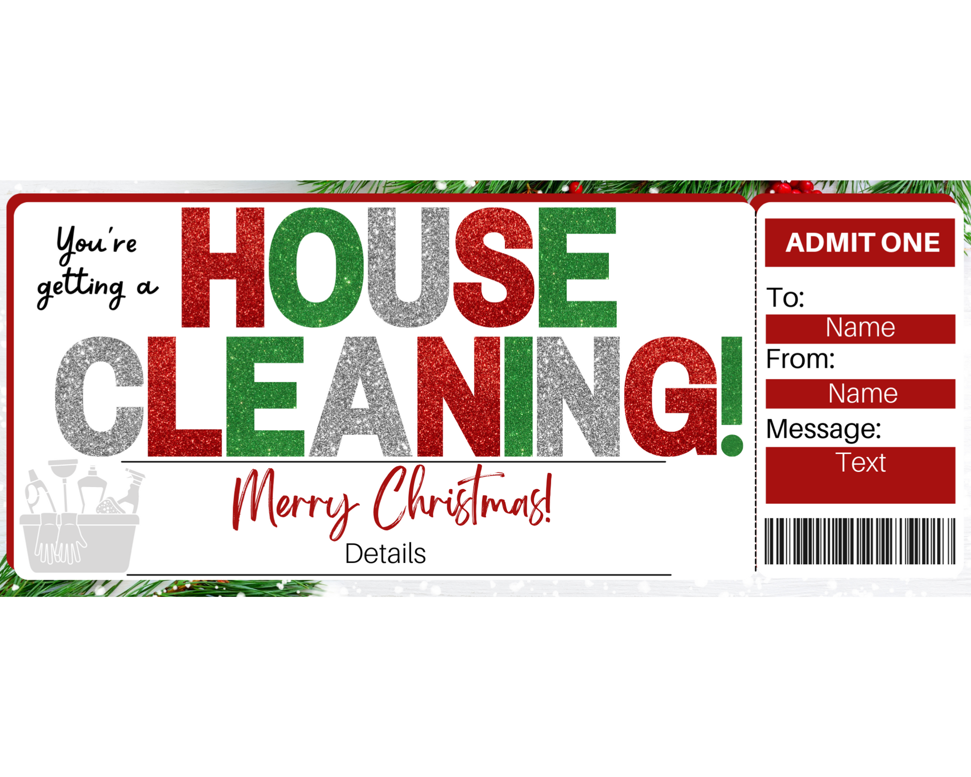 Christmas House Cleaning Gift Certificate Template – Printed Smile